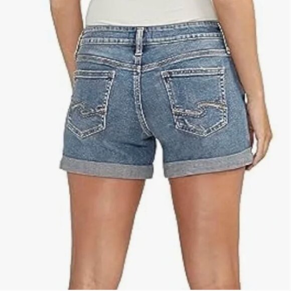 Silver Jeans Sam Jean Short Cuffed Distressed High Rise Size 26 4.5" Inseam - Picture 2 of 14